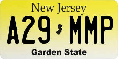 NJ license plate A29MMP