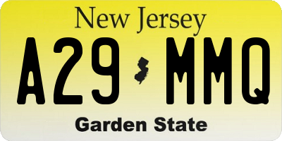 NJ license plate A29MMQ