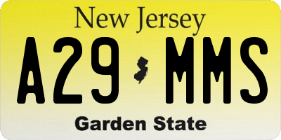 NJ license plate A29MMS