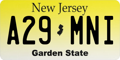 NJ license plate A29MNI