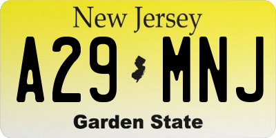 NJ license plate A29MNJ