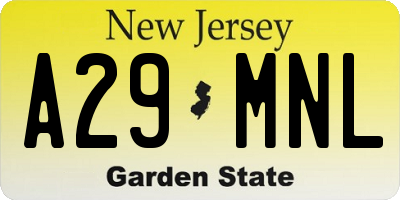NJ license plate A29MNL
