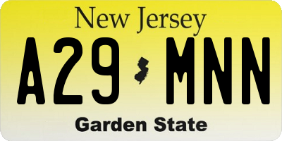 NJ license plate A29MNN