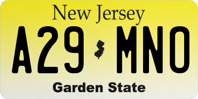 NJ license plate A29MNO