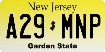 NJ license plate A29MNP