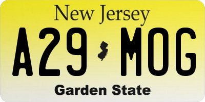 NJ license plate A29MOG