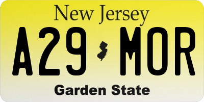 NJ license plate A29MOR