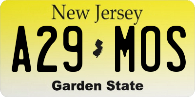 NJ license plate A29MOS