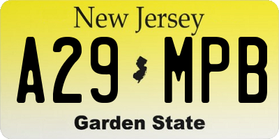 NJ license plate A29MPB
