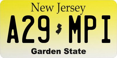 NJ license plate A29MPI