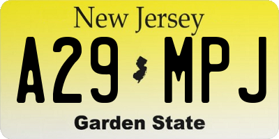 NJ license plate A29MPJ