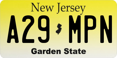 NJ license plate A29MPN