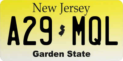 NJ license plate A29MQL