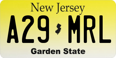 NJ license plate A29MRL
