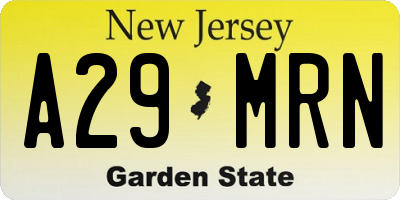 NJ license plate A29MRN
