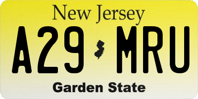 NJ license plate A29MRU