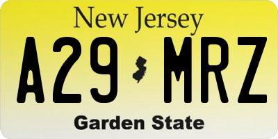 NJ license plate A29MRZ
