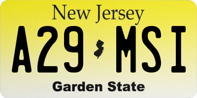 NJ license plate A29MSI