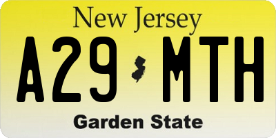 NJ license plate A29MTH