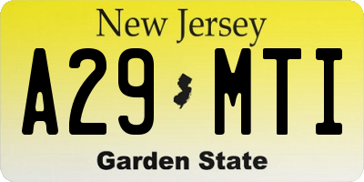 NJ license plate A29MTI