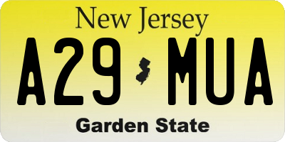 NJ license plate A29MUA