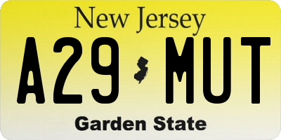 NJ license plate A29MUT