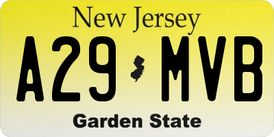 NJ license plate A29MVB