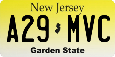 NJ license plate A29MVC