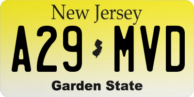 NJ license plate A29MVD