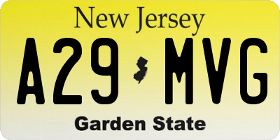 NJ license plate A29MVG