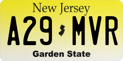 NJ license plate A29MVR