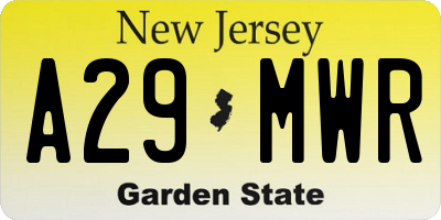 NJ license plate A29MWR