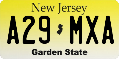 NJ license plate A29MXA