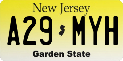 NJ license plate A29MYH