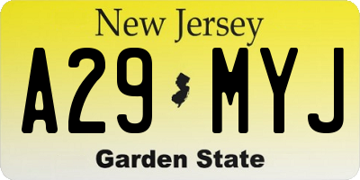 NJ license plate A29MYJ