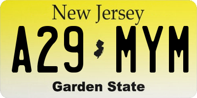 NJ license plate A29MYM