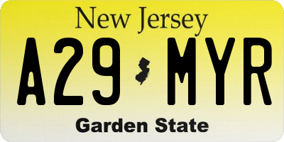 NJ license plate A29MYR
