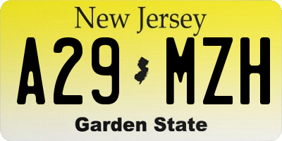 NJ license plate A29MZH