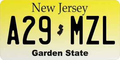 NJ license plate A29MZL