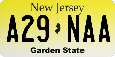 NJ license plate A29NAA