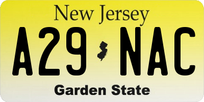 NJ license plate A29NAC