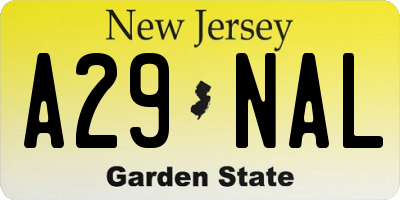 NJ license plate A29NAL