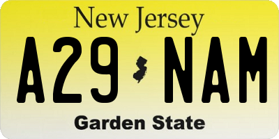 NJ license plate A29NAM