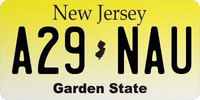 NJ license plate A29NAU