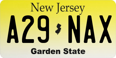 NJ license plate A29NAX