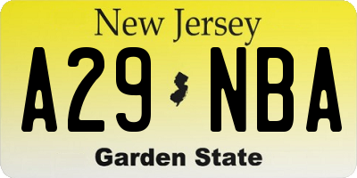 NJ license plate A29NBA