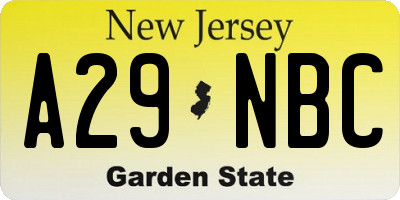 NJ license plate A29NBC