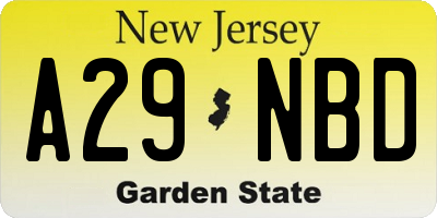 NJ license plate A29NBD