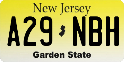 NJ license plate A29NBH