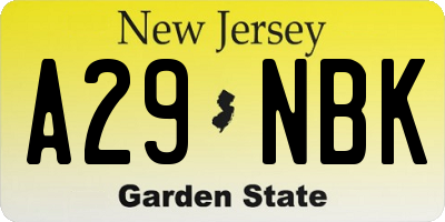 NJ license plate A29NBK